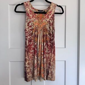 Apt. 9 Red and Orange Patterned Tank Top